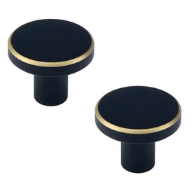 Mcredy Cabinet Knobs Drawer Pulls Handles 1x0.8 (DxH) Brass and Black Knobs Pack of 2