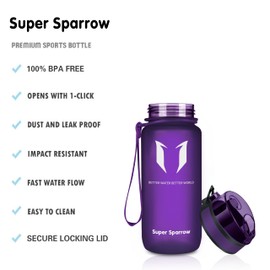 Super Sparrow Drinking Bottle - Tritan Water Bottle - 350 ml & 500 ml & 750 ml & 1000 ml - BPA-Free - Ideal Sports Bottle - Quick Water Flow, Sport, Water, Bike