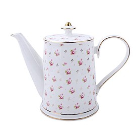 Gracie China by Coastline Imports Pink Rose Bud Porcelain Teapot 34-Ounce, White Pink (054-1)