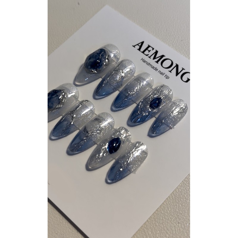 [High quality drawing nail] Navy moonlight - Short ballerina /