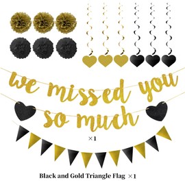 We Missed You So Much Banner Welcome Home Decorations Welcome Back Sign Decorations Party Supplies Glitter Hanging Swirls Kit Garland Pompoms Bunting Office Home Photobooth Backdrop for Homecoming