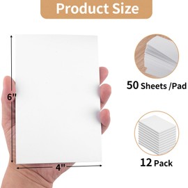 Note Pads 4x6 Inch, 12 Pack Blank Scratch Pads for Writing, 50 Sheets Per Memo Pad for Jotting Down Quick Notes, White Pad of Paper for Grocery Shopping Lists, Tear Off Notepad, Small Server Notebook