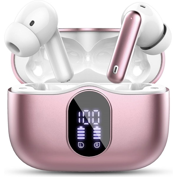 Wireless Bluetooth 5.4 Sport In-Ear Headphones with 4 Microphones, Rose