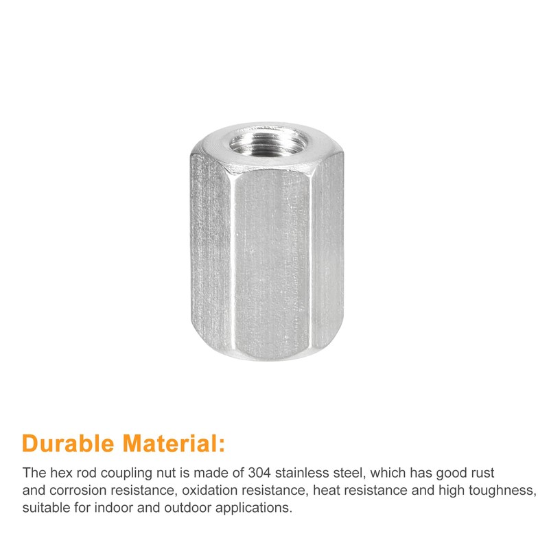 sourcing map M8 x 1.25-Pitch 20mm Length Coupling Nuts, 6pcs