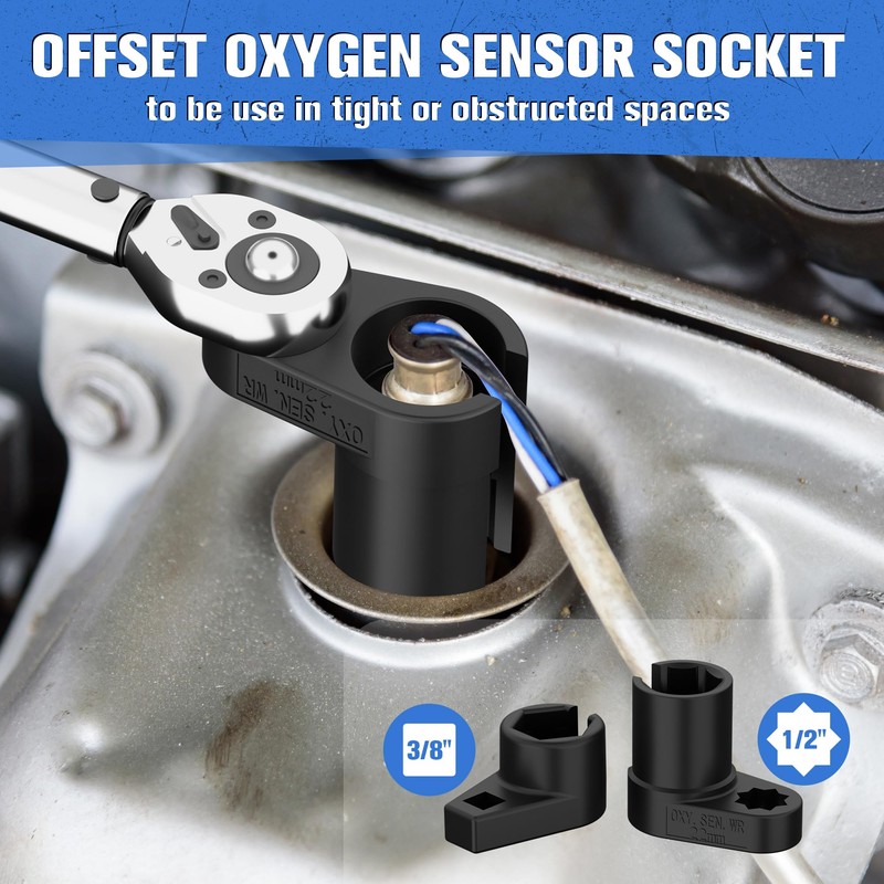 7PCS O2 Oxygen Sensor Socket, Automotive 3/8" & 1/2" Drive