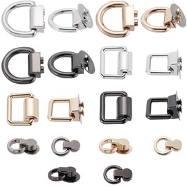 GORGECRAFT 18Pcs 3 Colors Bag Suspension Clasps Metal D Ring Buckle Purse Alloy Screws Strap Connectors with Gasket and Screw Multi-Purpose Side Clip Buckles for Bag Purse Handbag DIY Crafts Making