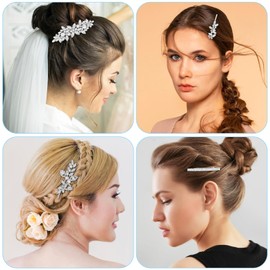 Ouligay 4PCS Silver Rhinestone Hair Clips Barrettes for Women Crystal Hair Pins Bridal Prom Accessories