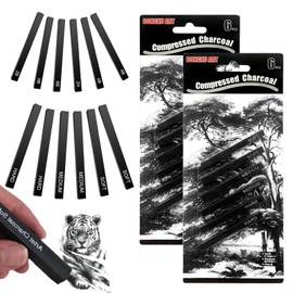 Graphite Material Sticks, 12 Pcs Square Compressed Charcoal, Graphite Pencils,Drawing Pencils Set for DIY Drawing Crafts Sketching Shading Beginners and Artists(Black)