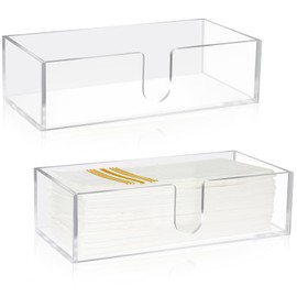 Mumufy 2 Pcs Paper Napkins Holder Fold Paper Towel Dispenser Height 2.75 Inch Multifold Paper Towel Dispenser Acrylic Paper Towel Dispenser for Guest Z Fold Disposable Hand Towel Small Size(Clear)
