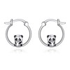 Panda Hoop Earrings 925 Sterling Silver Panda Hypoallergenic Hoop Earrings