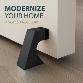 Mega Handles Curved Floor Door Stopper, Quickly Installed Wall Protector, Wall Protectors from Door Knobs, Floor Door Stop with Mounting Hardware Included - Matte Black - 2.5 Inch