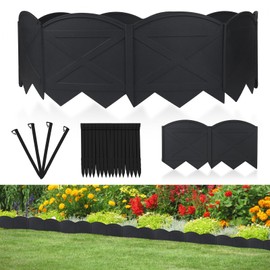 AMURS Garden Edging 20Ft Landscape Edging 6 Inch Height with 20Pcs Stakes, 20Pcs Plastic Garden Edging Border No Dig Black Edging for Landscaping Flower Bed Edging Borders Lawn Edging