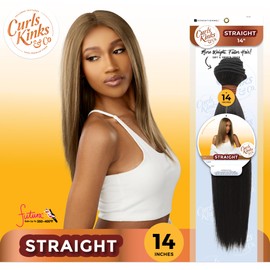 Sensationnel Curls kinksandco synthetic bundles - straight quick weave hair or pony styles for natural 3c to 4c hair textures - 1 pack (14 inch, GINGERCOPPER)