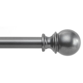 YAJUXIU 1 Inch Grey Curtain Rods for Windows 72 to 144 Inch - Adjustable Drapery Rods with Exquisite Finial for Living Room, Bedroom, Kitchen, Outdoor Patio (Grey,32-144")