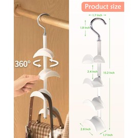 Purse Hanger for Closet, Rotating Purse Organizer for Closet White Purse Holder Purse Hooks for Organizer Storage Purses Tote Bag Handbags Scarf Belt