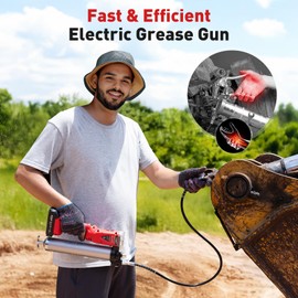 Avhrit 2-in-1 Electric Grease Gun: Powerful 10000 PSI Battery Powered Grease Gun Cordless Kit with 2 Batteries, Quick-Release Coupler & 39.4" Long Hose, 14oz Capacity for Heavy Duty Equipment