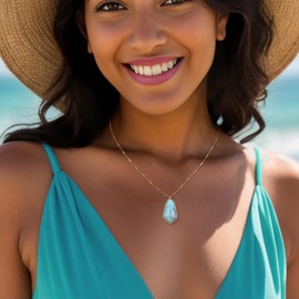 Ever Faith Blue Turquoise Pendant Necklace,Summer Bohemian Turquoise Necklace Vintage Boho Turquoise Jewelry Gifts for Women