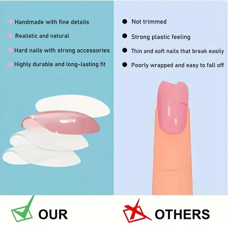 24Pcs Medium Press on Nails Square Shaped Fake Nails Nude