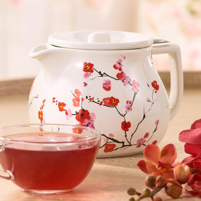 Tea Forte Fiore Sakura Cherry Blossom Ceramic Teapot with Removable