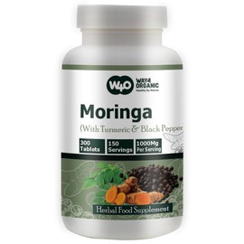 Moringa Tablets with Turmeric and Black Pepper, 300 Pills, 5 Month Supply, 150 Serving, 1000 Mg per Serving. One Capsule with Multiple Benefits - Supports Digestive Health (Pack of 2)