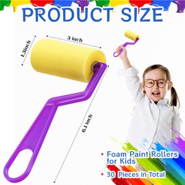 Tenceur 50 Pcs 3 Inch Foam Paint Rollers Painting Sponge Roller Small Sponge Paint with Plastic Handle for Young Artists Kids Early Educational Graffiti Painting Art Craft Supplies (Purple)