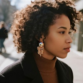 Gold Ball Earrings for Women Stainless Steel Posts Gold Chunky Earrings for Women, Medium, Alloy Steel, Cubic Zirconia