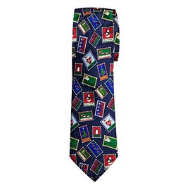 Jacob Alexander Men's Christmas Santa Claus Frosty Candy Cane Tree Lights Stamps Regular Length Neck Tie - Navy