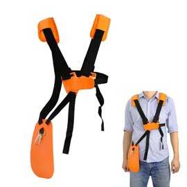 SUNMON Weed Eater Strap, Adjustable Weed Trimmer Shoulder Strap for STIHL FS, KM, Husqvarna, SRM-225 Series String Trimmer (Orange)