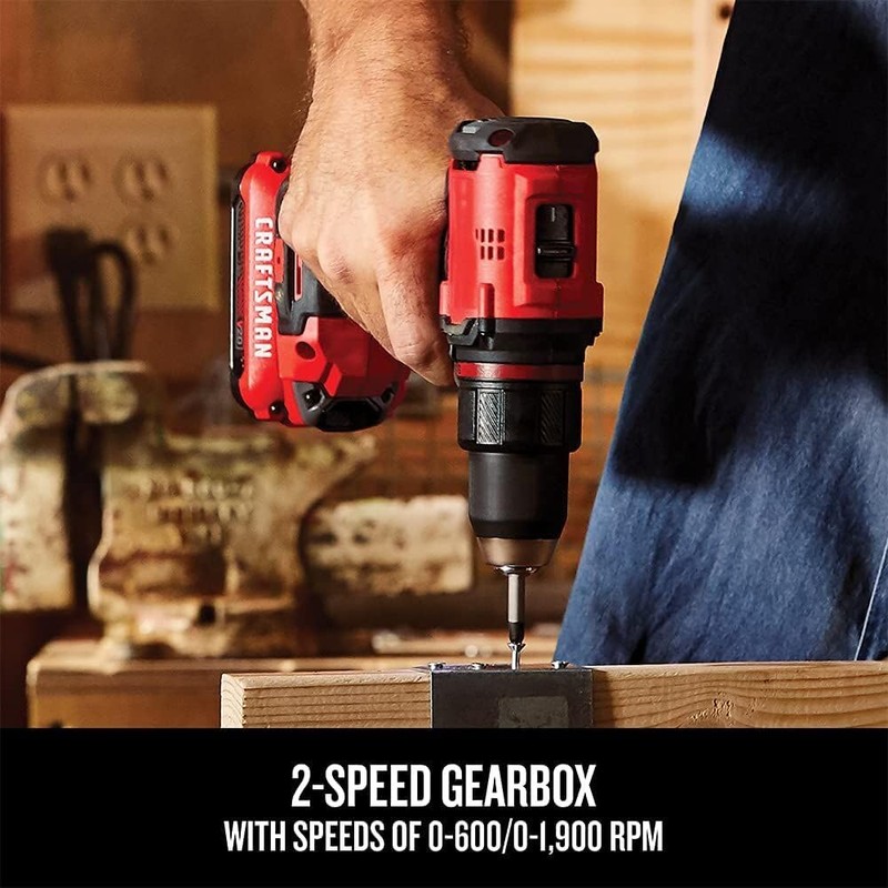CRAFTSMAN V20 Cordless Drill/Driver Kit, 1/2 inch, Battery and Charger