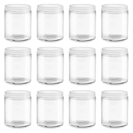North Mountain Supply 6 Ounce Clear Glass Straight Sided Mason Canning Jars - With 63mm White Metal Lids - Case of 12