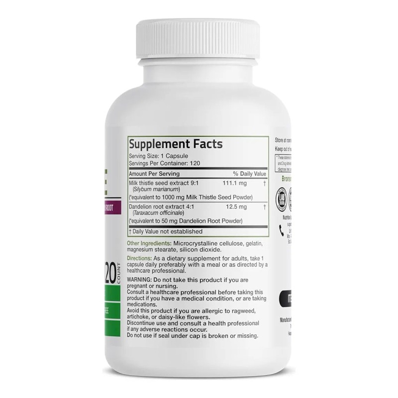Milk Thistle 1000 Mg Bronson 120 Capsulas Sabor Neutro