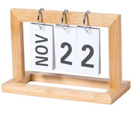 Perpetual Folding Calendar Bamboo Wood Desk Calendar for Office, Household and Desk
