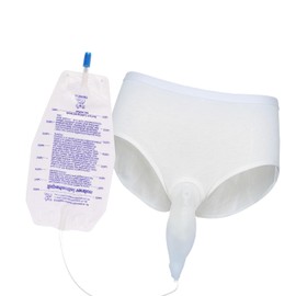 Bolsa de recolección de orina para hombre, urinario portátil reutilizable de silicona y algodón transpirable, para uso de pie (hombre-blanco-S)