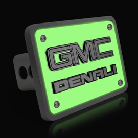 iPick Image Made for GMC Denali 3D Logo Glow in The Dark Luminescent Billet Aluminum 2 inch Tow Hitch Cover