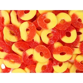 Gummy Peach Rings - Fresh, Soft, and Chewy Sugar Dusted Gourmet Peach Rings Candy Bulk, by Queen City Candy Cave (3 Pound)