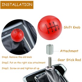 Temzzer Ball Resin Car Gear Lever Shifter Knob 6 Speed Heavy Vehicle Shift Handle Stick Head for Most Manual Automotive Vehicles (Red)