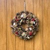 Christmas Hanging Wreath Festive Pine Cone Display Gold Frosting 30cm