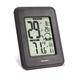 Homedics HM100 Indoor Humidity Monitor, Easy-Read Hygrometer to Monitor Indoor Air Comfort, Fahrenheit and Celsius, Battery-Operated Room Thermometer for Home