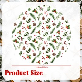 6 Pack Christmas Table Cover 84 Inch Round Holly Berry Decorative Tablecloth Disposable Plastic Tablecloth for Christmas Party Holiday Xmas Dining Home