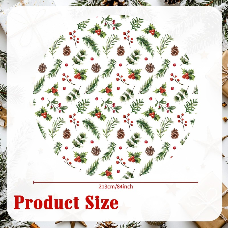 6 Pack Christmas Table Cover 84 Inch Round Holly Berry
