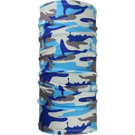 Rose 2-Piece Face Cover, Cooling Bandana, Neck Guard, Summer, Running, Neck Cover, UV Protection, Sun Protection, Sweat Absorbent, Quick Drying, One Size Fits Most, Unisex, Camouflage (Blue & White)
