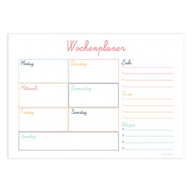 Friendly Fox Weekly Planner Pad School, 1 x DIN A4 Desk Pad as Calendar without Fixed Date, Weekly Planner, Writing Pad Organisation to Do