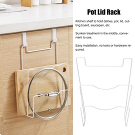 Vertical Pot Lid Holder Wall, Lid Holder, 20.8 x 31 x 20.2 cm, 3-Tier Lid Stand, Lid Holder for Cabinet Door for Hanging, Iron, with 2 Hooks, Lid Holder for Cutting Boards, Pot Lid