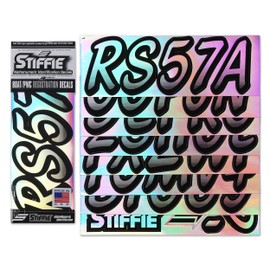 Stiffie Whipline Chrome/Black 3" DOT Decal Kit Registration Numbers Vinyl Lettering Semi Truck Tractor Trailer Decals