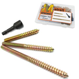 Matrelt 29 Pack 1/4-20" Hanger Bolts 3Sizes 2-4 Inch Include1 pcs Hanger Bolt Driver Double Headed Bolts Wood Dowel Screw Self-Tapping Screw for Furniture Screws Wood Screws Double Screw Threaded Rods