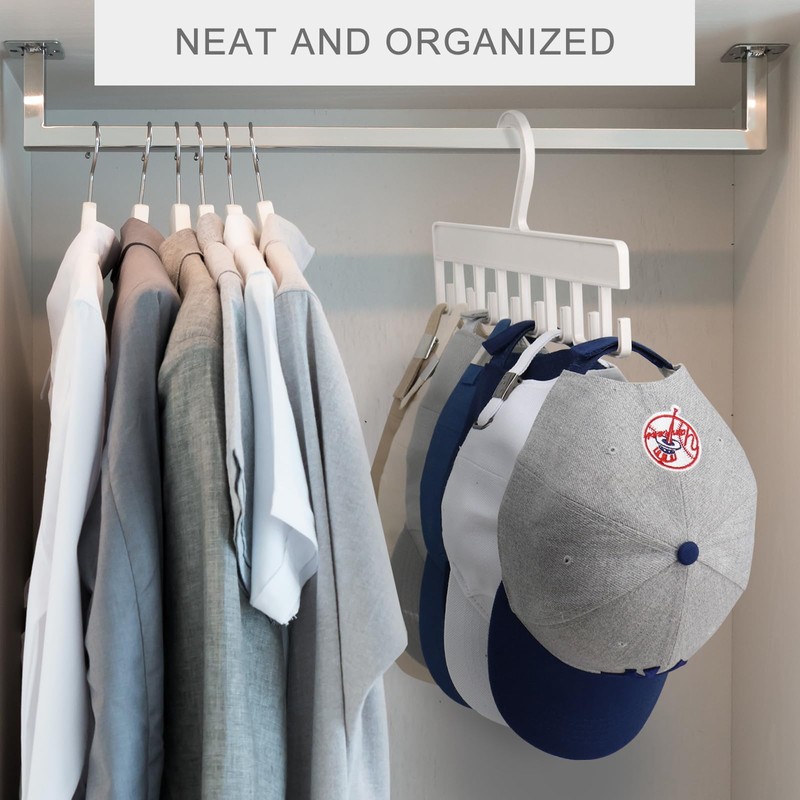 2Pcs Hat Hangers for Closet, Hat Organizer for Baseball Caps,