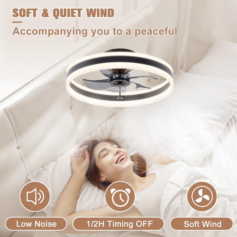 VOLISUN Fandelier Ceiling Fans with Lights and Remote, 15.7in Low