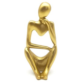 YUESUO Thinker Statue Abstract Sculptures Resin Decoration, Abstract Figure Crafts, Housewarming Decorations, Living Room Decorations (Left, Gold)