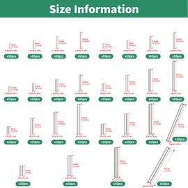 Yauhar 280Pcs 28 Sizes 304 Stainless Steel Dowel Pins Assortment Set, M1.5 M2 M2.5 M3 M4 M5 M6 Shelf Support Peg Pin Rod Fasten Elements