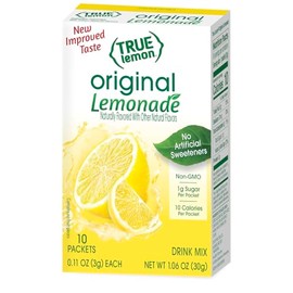 TRUE LEMON Original Lemonade Drink Mix | No Artificial Sweeteners, Low Calorie | Water Flavor Packets & Water Enhancer with Stevia 10 Count (Pack of 12)